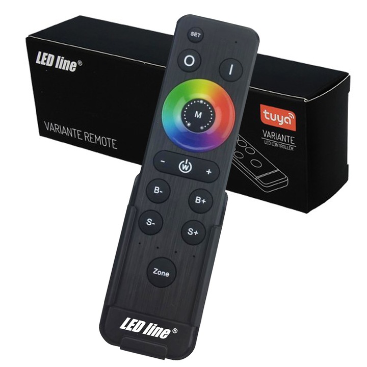 Pilot RF pentru Controler LED RGB RGBW, 4 zone, 20m, 148x39x21,2mm, cu suport de perete gratuit