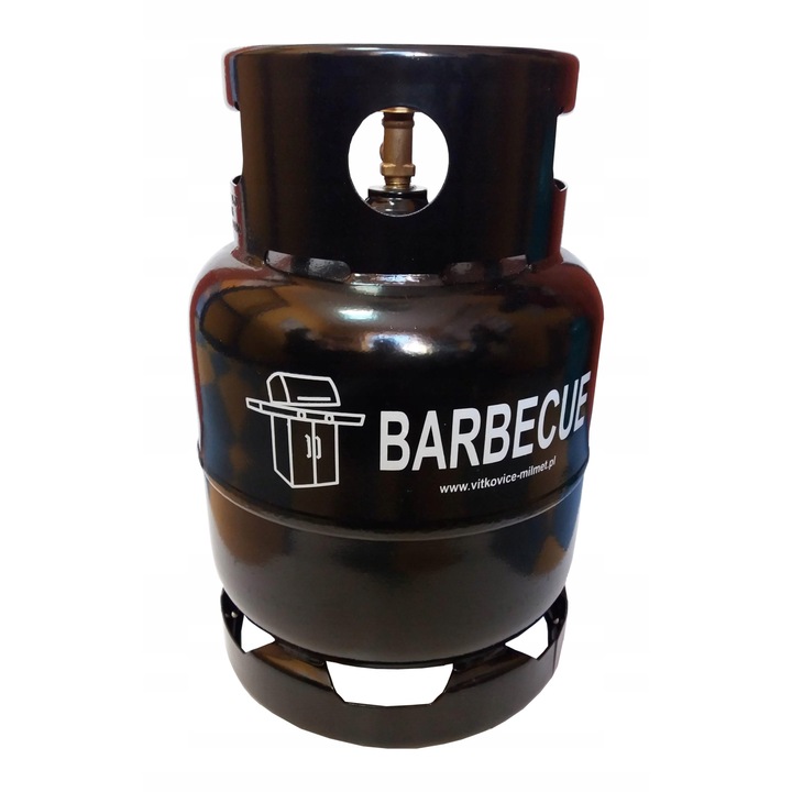 Gázpalack, UN, grillezéshez, 19,3 l/8 kg, 1/2 hüvelyk, fekete
