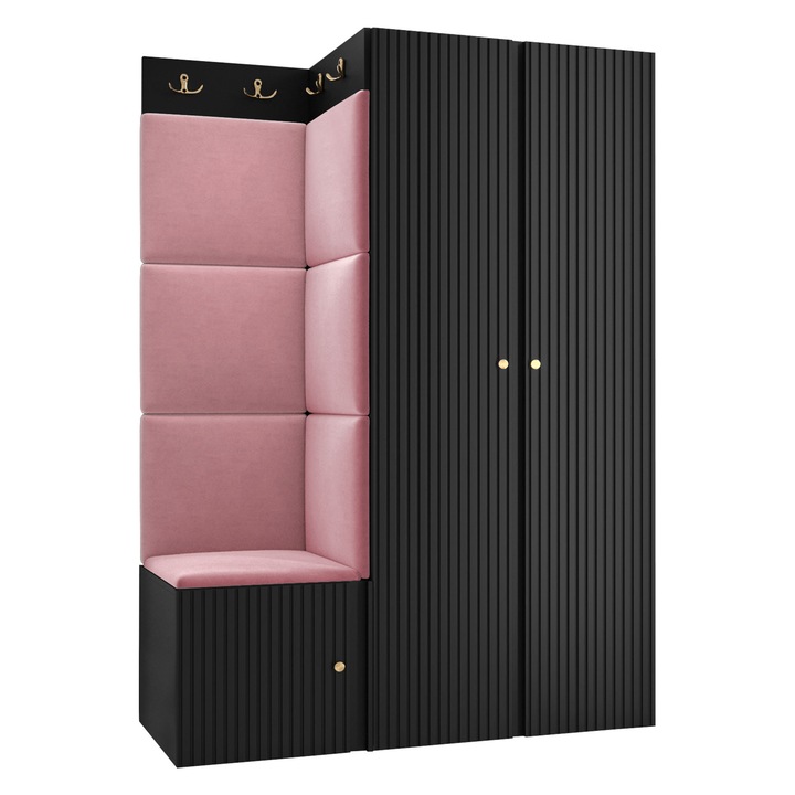Mobilier pentru hol Towiro Slim XXIII, MIRJAN24, negru / roz, 46x116x186 cm
