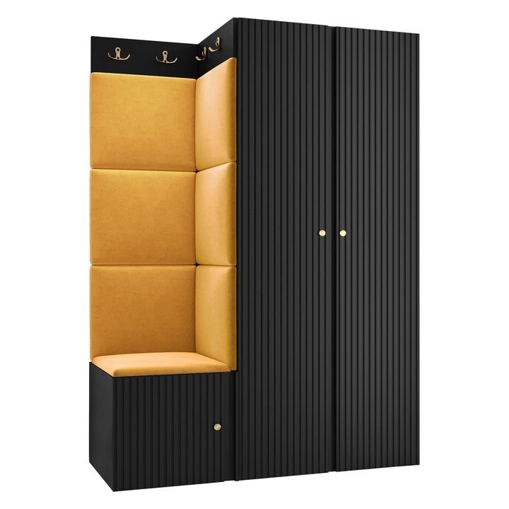 Mobilier pentru hol Towiro Slim XXIII, MIRJAN24, negru / galben, 46x116x186 cm