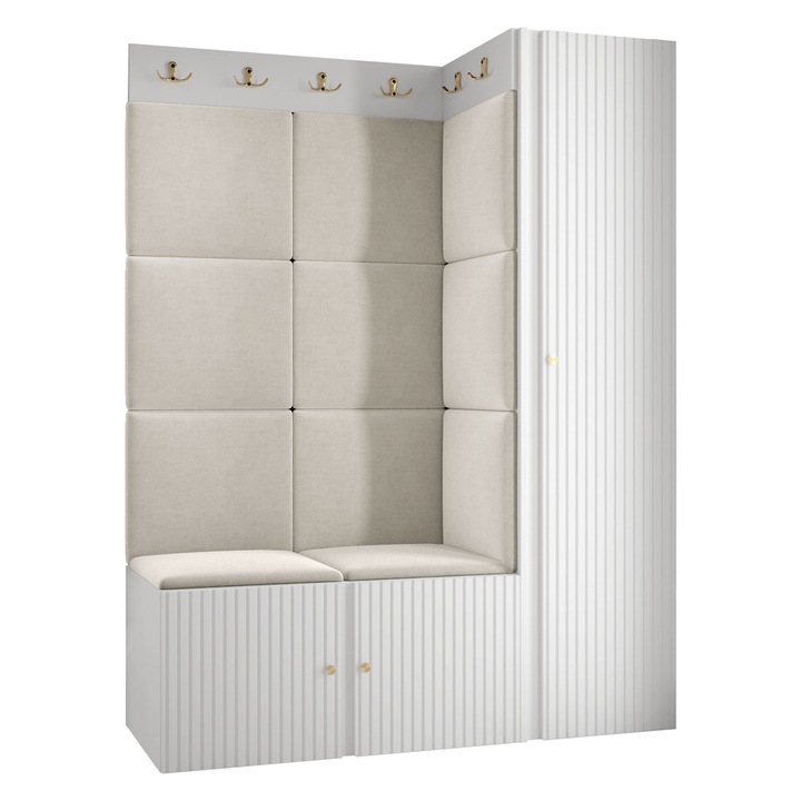 Mobilier pentru hol Towiro Slim IX, MIRJAN24, alb / bej, 46x124x186 cm