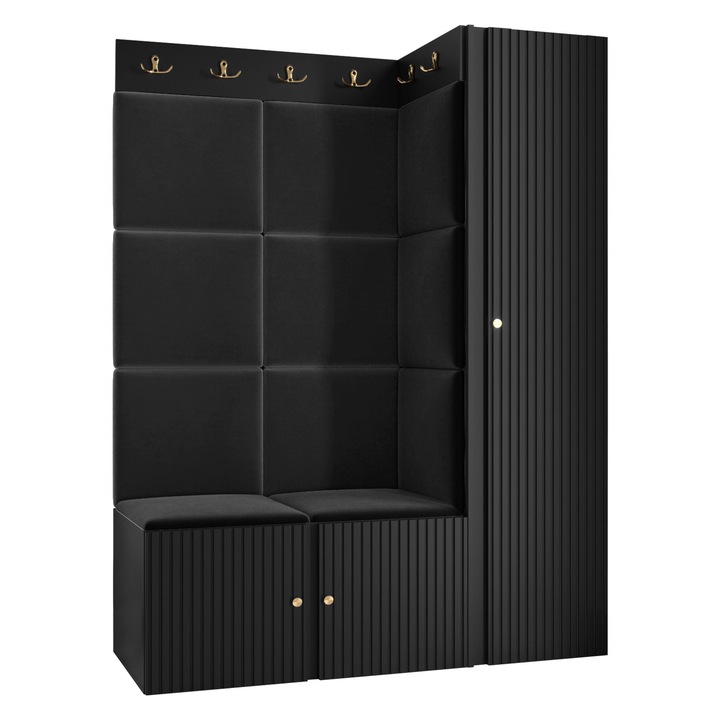 Mobilier pentru hol Towiro Slim IX, MIRJAN24, negru / negru, 46x124x186 cm