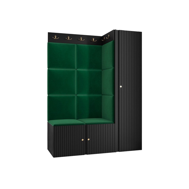 Mobilier pentru hol Towiro Slim IX, MIRJAN24, negru / verde, 46x124x186 cm