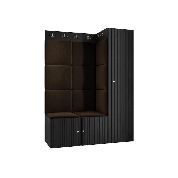 Mobilier pentru hol Towiro Slim IX, MIRJAN24, negru / maro, 46x124x186 cm