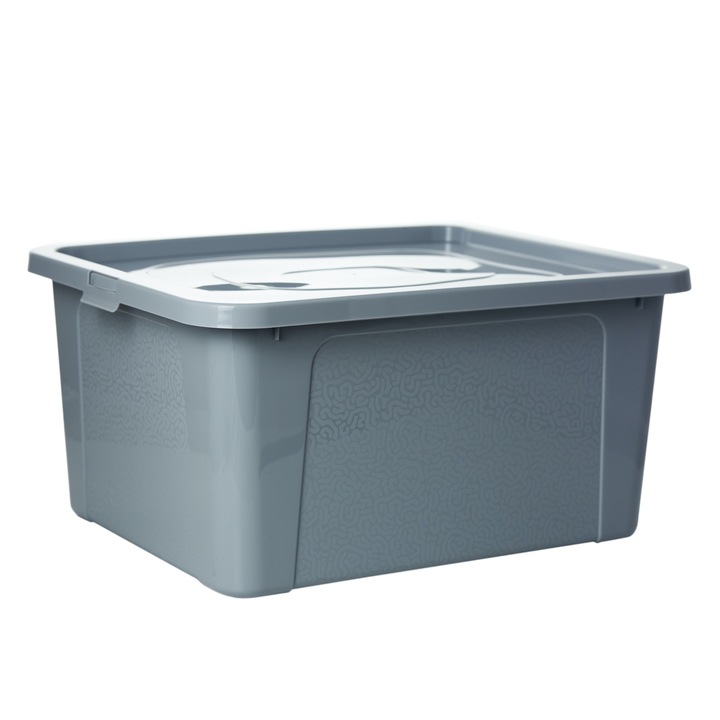 Cutie De Plastic Cu Capac, EDANTI, 40X33X20 Cm, 20 L, Gri