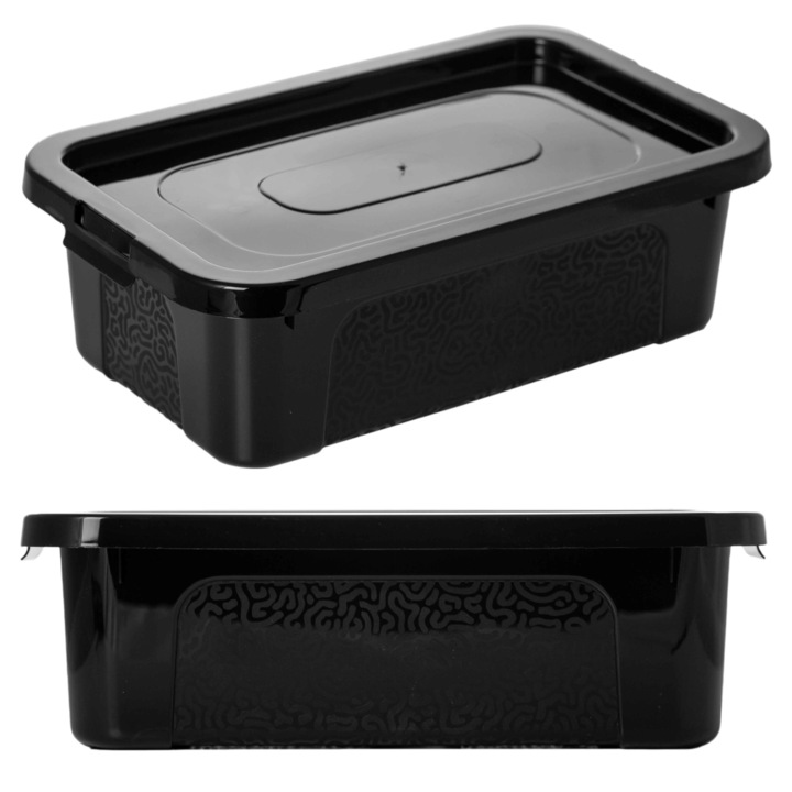 Cutie De Plastic Cu Capac, Edanti, 33X20X10 Cm, 4,5 L, Negru