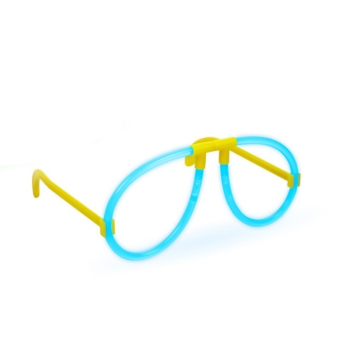 Ochelari luminescenti de petrecere, PROCART, forma aviator, accesoriu neon, albastru