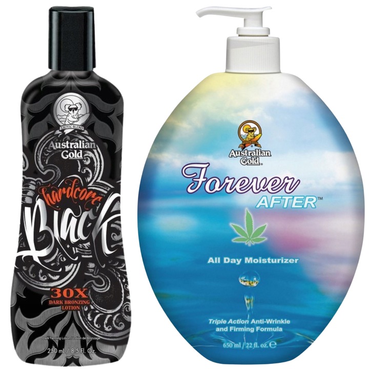 Комплект Hardcore Black лосион за тен + Forever After Australian Gold лосион за тяло