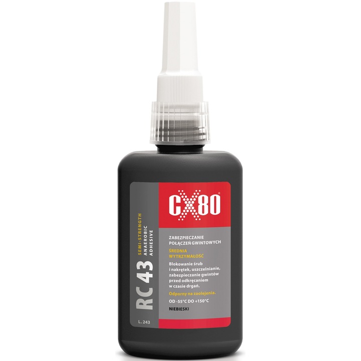 Adeziv anaerob RC-43, pentru fixarea conexiunilor filetate metalice cu rezistenta medie de lipire, 50 ml
