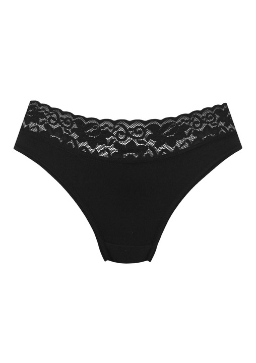 Set 4 perechi de chiloti brazilian, Marilyn, Infinity, Bumbac/Elastan, Negru, Negru