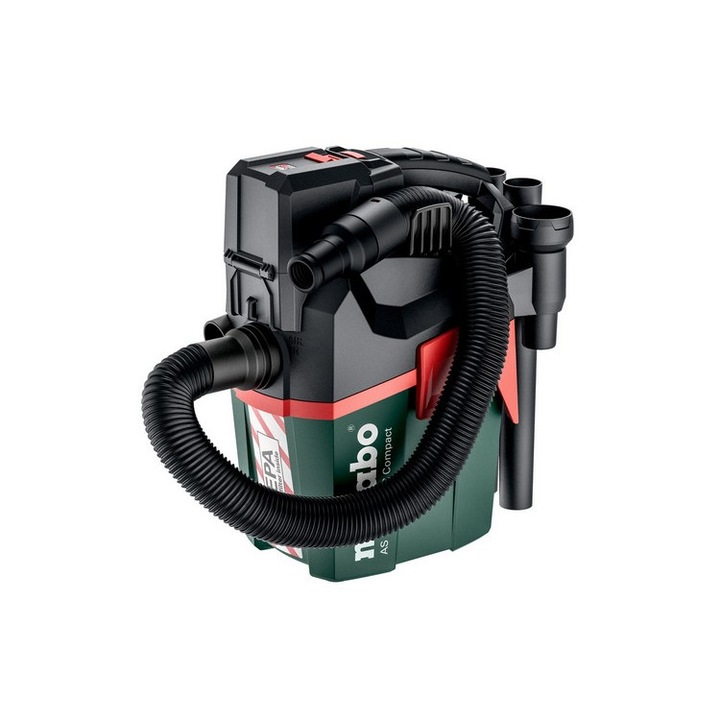 Прахосмукачка Metabo, 6л резервоар, 18V, HEPA филтър, зелено/черно