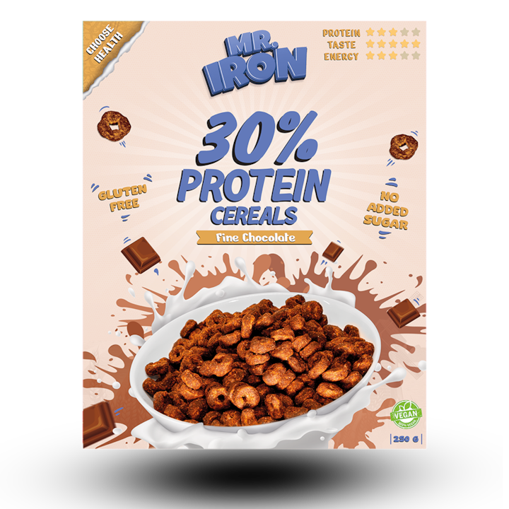 Cereale cu 30% Proteina, cu focus pe Gust, Low-Carb, Fara Zahar sau Gluten- Ciocolata 250G