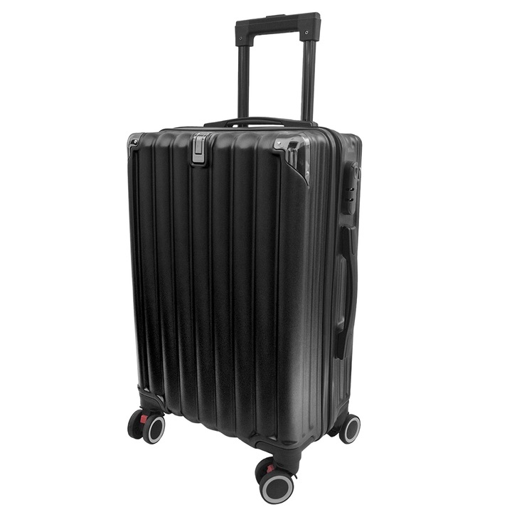 Куфар Naimeed D5391L, 4 двойни колелца, 360 градуса, ABS, Заключване с код, Черен, 50x31x79 см