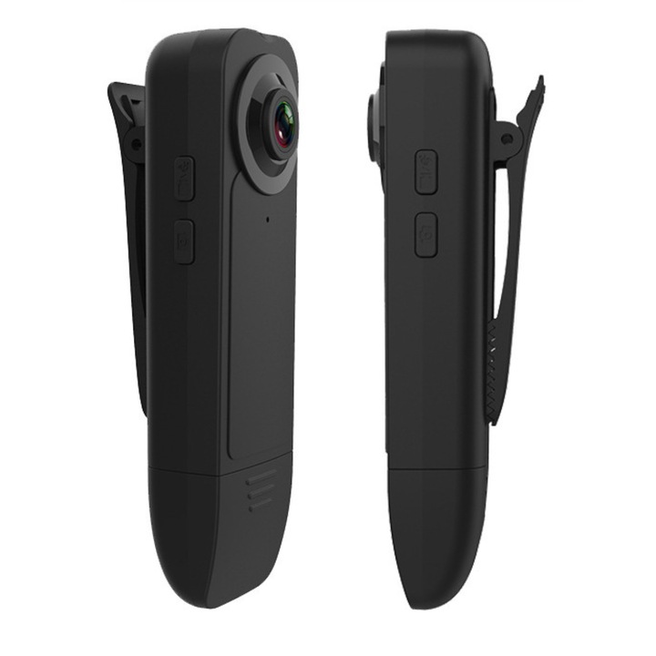 Mini térfigyelő kamera, FullHD 1080P, Éjszakai látás, Mozgásérzékelő, Hordozható, Szabadtéri gyakorlat, Sport, MicroSD kártyahellyel 32 GB-ig, USB kábel, Beépített mikrofon