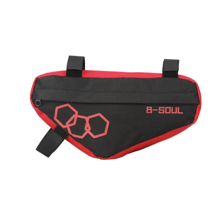 Велосипедна чанта Genadis, водоустойчива, с монтаж на рамката, за телефон и аксесоари - Red Black
