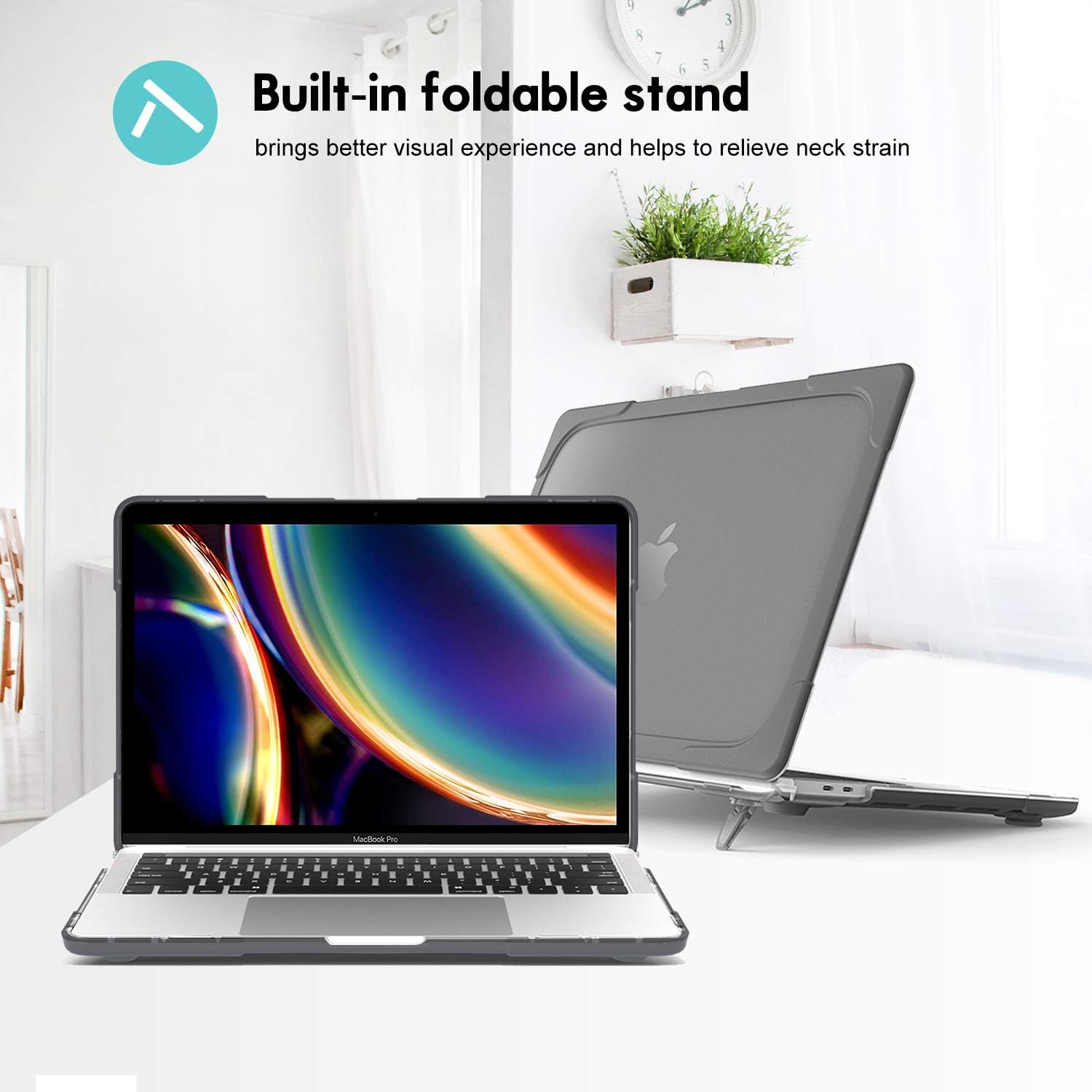 Carcasa laptop PZOZ, compatibil cu MacBook 13" 2018-2020, Policarbonat, material anti-alunecare, rezistent la zgarieturi, culoare Gri