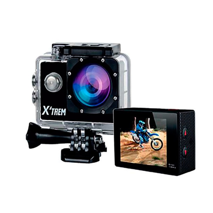 Екшън камера Storex X-Trem 7561273-9 90-3, 720 HD, 5MP, Водоустойчива, Водоустоичивост - до 30 м, 2" LCD, 6x4см, Черен