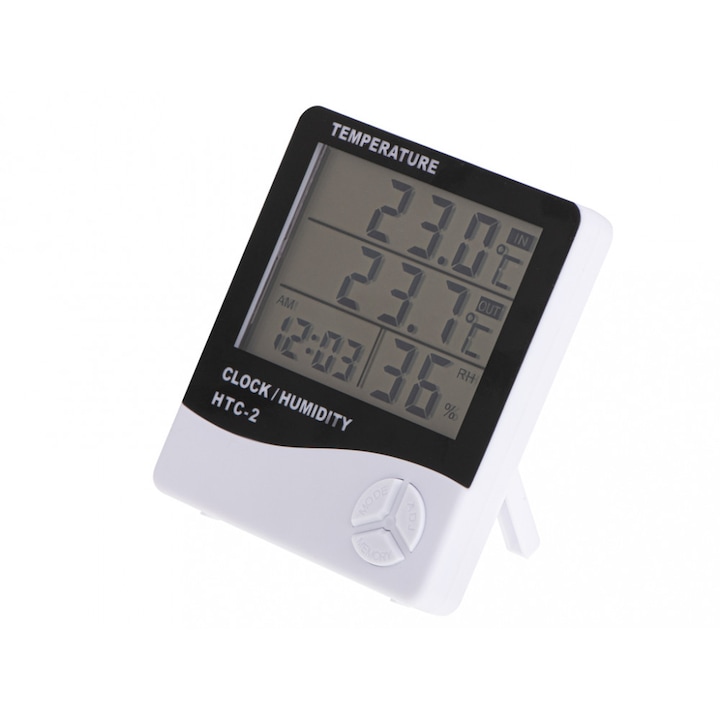 Termometru si higrometru digital cu ceas si alarma HTC-2