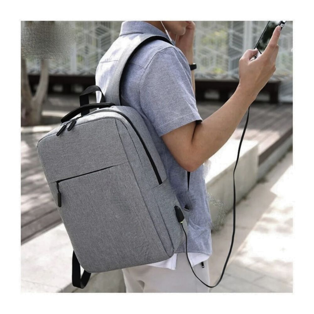 Rucsac Jayden pentru laptop, Port de incarcare USB, Rezistent la apa, 15.6 inch, Gri