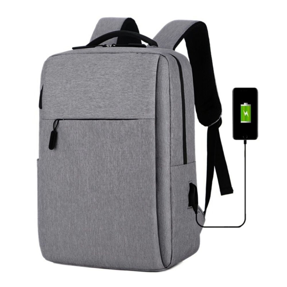 Rucsac Jayden pentru laptop, Port de incarcare USB, Rezistent la apa, 15.6 inch, Gri