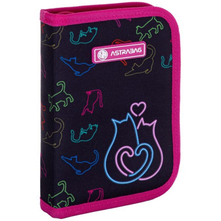 Несесер Astrabag, 1 отделение, 20 х 14 х 3,5 см, Полиестер, Оборудван: 12 цветни молива, С 6 цветни химикалки, 2 сини химикалки, Молив, Острилка, Линийка, Гумичка