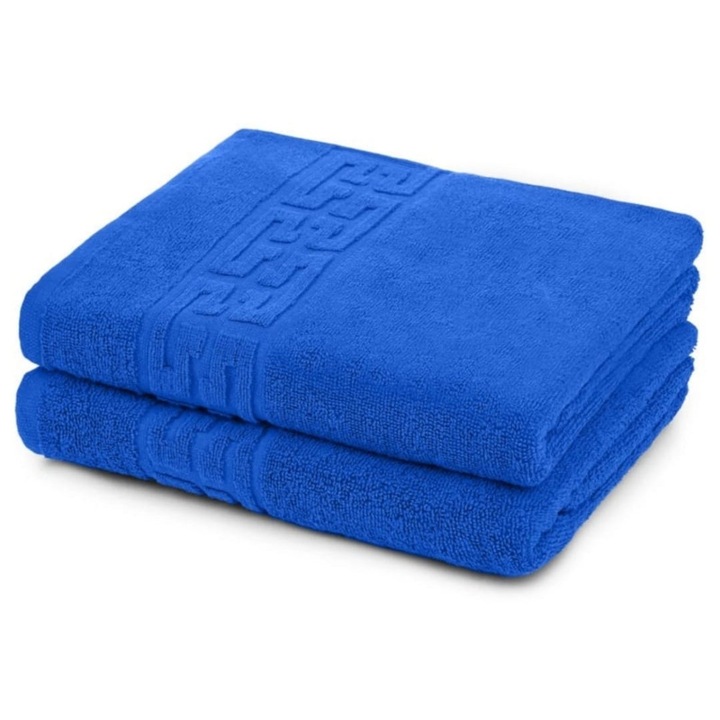 Комплект 2 кърпи за ръце, памук, гръцка граница, 500g/m², 30x50cm, тъмносини