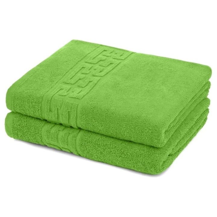 Set 2 prosoape de maini, Bumbac, Bordura Greceasca, 500g/m², 30x50cm, Verde Mar