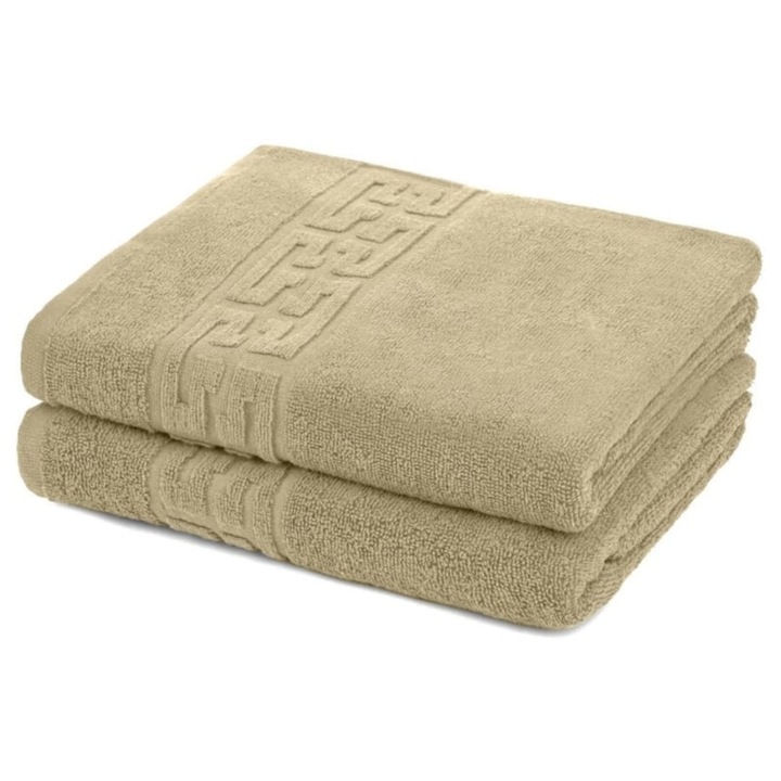 Set 2 prosoape de fata, Bumbac, 500g/m², 50x90cm, Crem