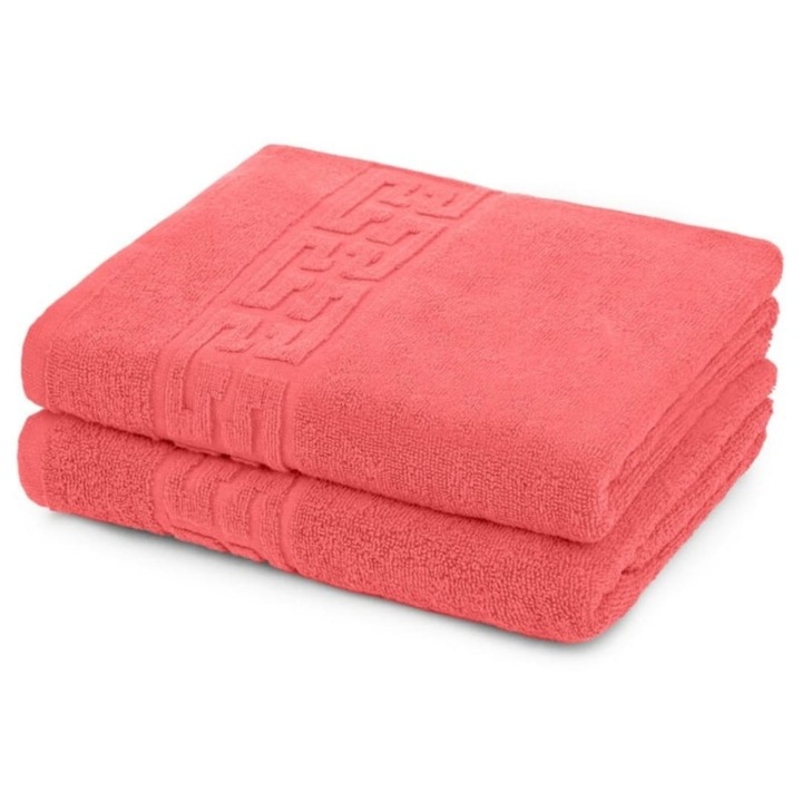 Set 2 prosoape de fata, Bumbac, 500g/m², 50x90cm, Corai