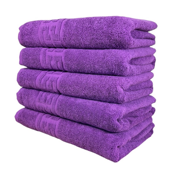 5 db-os kéztörlő készlet, pamut, görög szegély, 500g/m², 30x50cm, lila