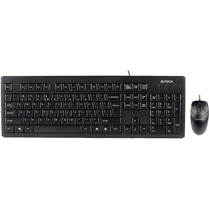 Kit Tastatura + Mouse Usb A4Tech, Black (Krs-8372-Usb), Tastatura Wired Cu 104 Taste Si Mouse Wired Cu 3 Butoane Si 1 Rotita Scroll, Rezolutie Sub 1000Dpi