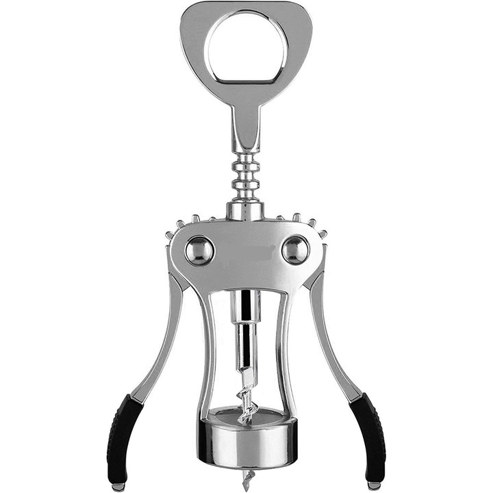 Tirbuson Profesional pentru Sticle de Vin Imbuteliate, Metal, Amrhaw, Argintiu