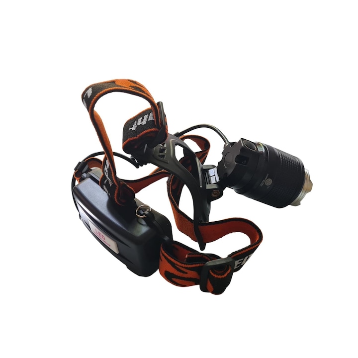 Fejlámpa 2 LED-del, fluoreszkáló fénnyel és hideg fehérrel, zoommal, 2 elemmel