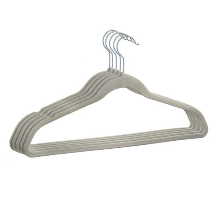 Set Umerase, Set 50 Bucati, UnicUtil, Acoperite cu Catifea Anti Alunecare, Design Elegant si Functional, Ideal pentru Pantaloni, Bluze, Sacouri si Haine Delicate, Suporta Pana la 3 Kg, Economiseste Spatiu in Dulap, Culoare Gri