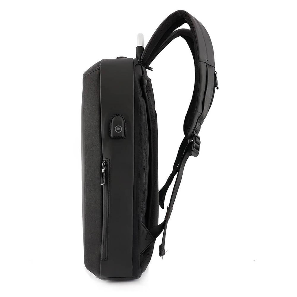 Ghiozdan Mark Ryden, compatibil cu laptop 15.6 inch si tableta 9 inch, port USB, blocare TSA, impermeabil, ergonomic, 18L, antifurt, rezistent la uzura, negru