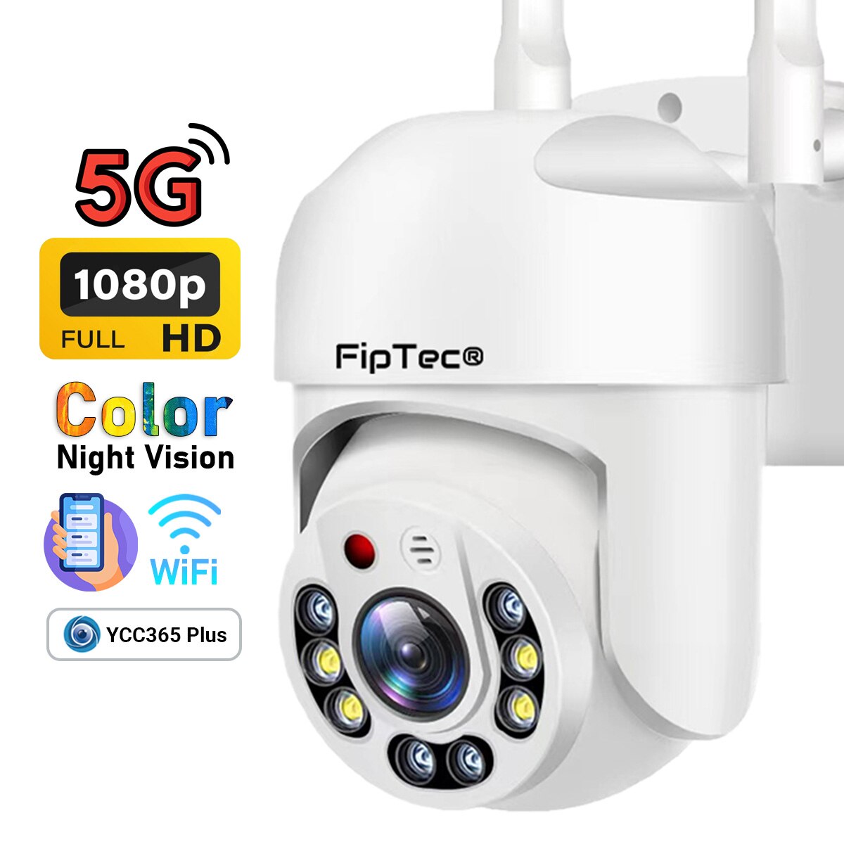 Камера FipTec LO11 5GHz, За външен монтаж WiFi, Full HD 1080p ...
