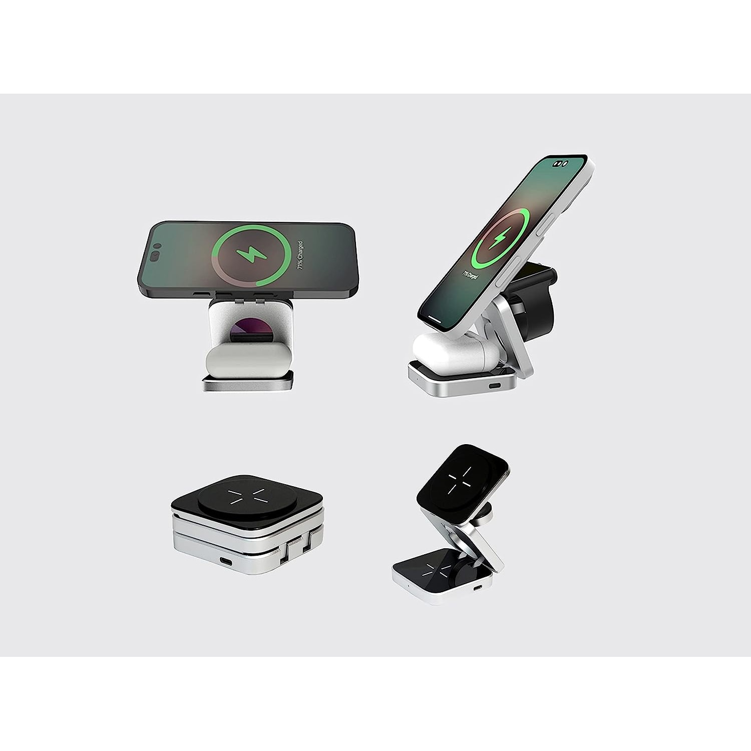AXY™ 3 az 1-ben vezeték nélküli töltő, gyorstöltő 15 W-os QI ...