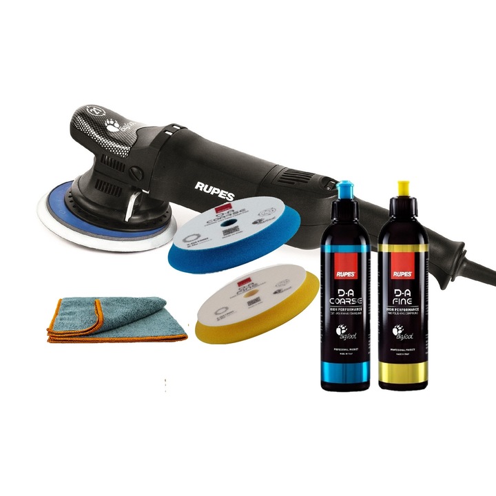 Set polish Rupes, masina LHR21ES, paste Da Coarse, Da Fine 250ml, si bureti, 6 piese, LHR21ES-12