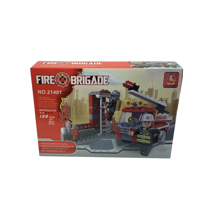 Set de constructie pentru copii cu 133 de piese - Masina de pompieri