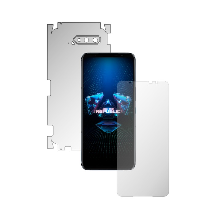 Матово фолио iSkinz за цялото тяло за Asus ROG Phone 5s Pro - Invisible Skinz Matte, 360 Cut, Silicone Matte Anti-Fingerprint, Anti-Reflection for Screen, Back and Side Cover, Adhesive Skin, Transparent