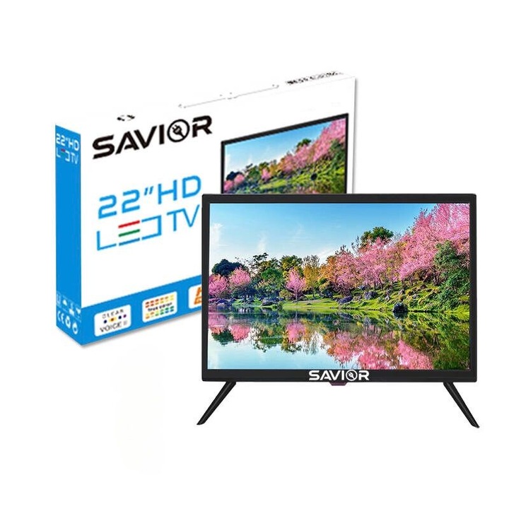 Televizor SAVIOR SAV-T22, LED, 56 cm HD, 22 inch, clasa E, suport TV de perete inclus