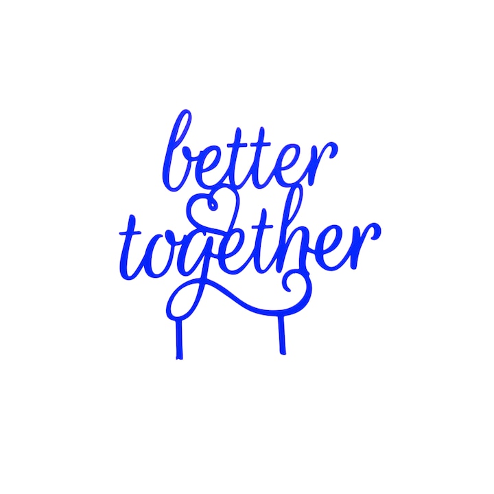 Tortadísz, "JOBBAN EGYÜTT", esküvői felső 14,1 x 14 cm kék