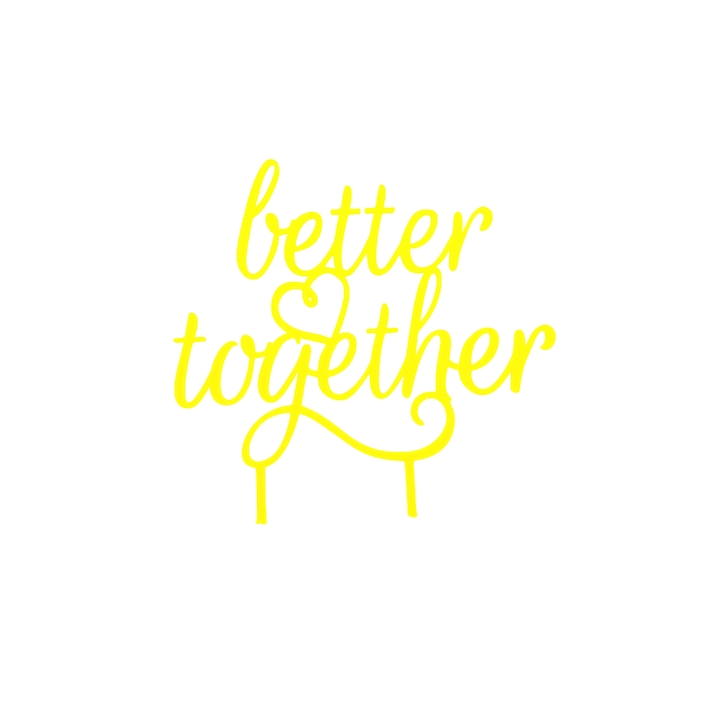 Tortadísz, "JOBBAN EGYÜTT", esküvői felső 14,1 x 14 sárga