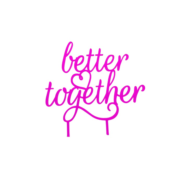 Tortadísz, "JOBBAN EGYÜTT", esküvői felső 14,1 x 14 cm málna rózsaszín