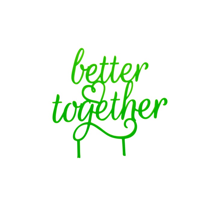 Tortadísz, "JOBBAN EGYÜTT", esküvői felső 14,1 x 14 cm zöld