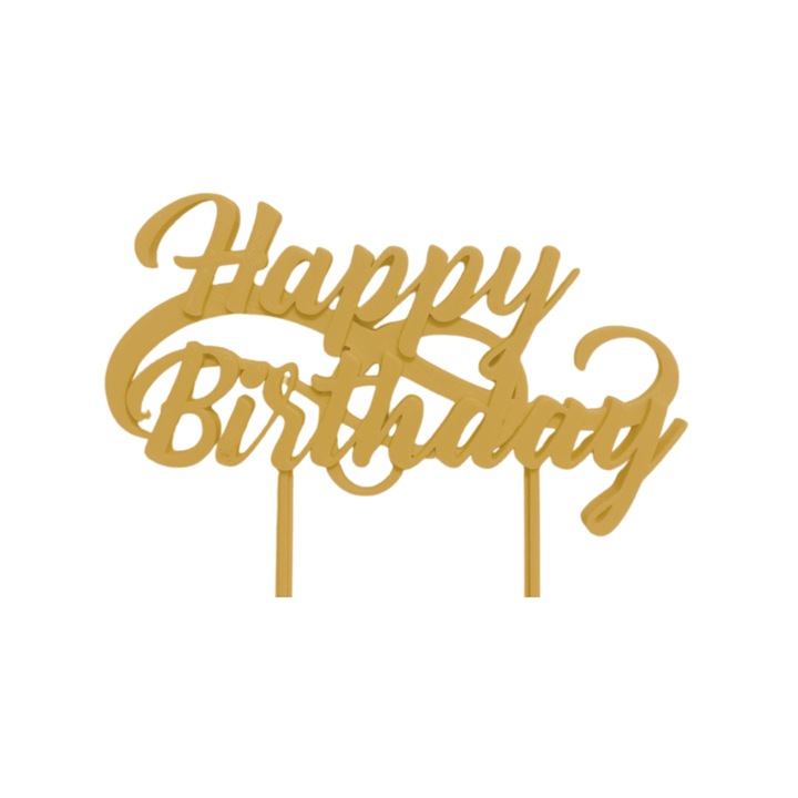 Декорация за рожден ден "HAPPY BIRTHDAY", 12,8 х 15 см злато