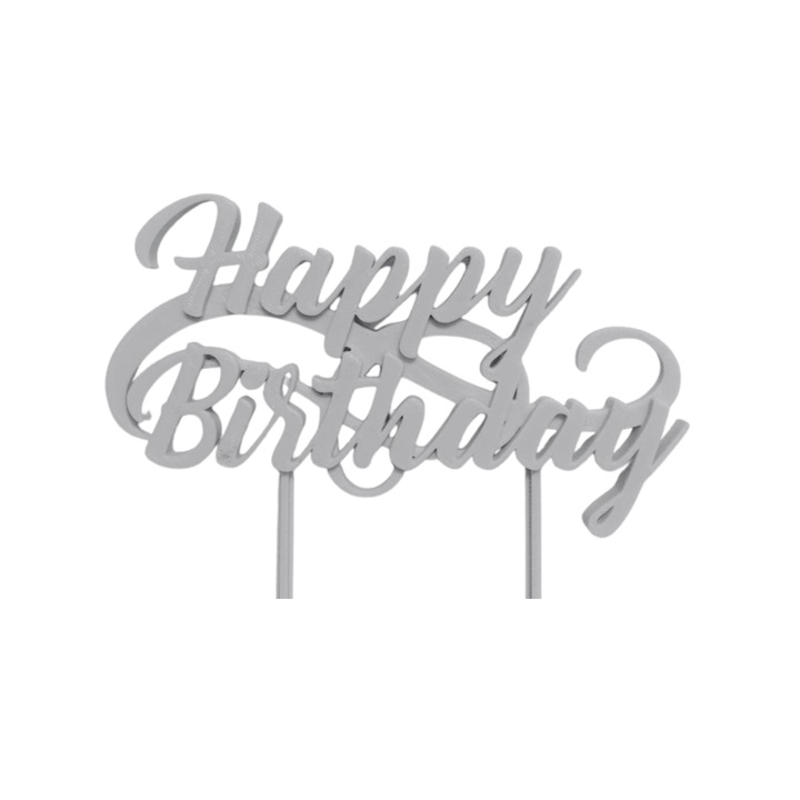 Украса "HAPPY BIRTHDAY" рожден ден, 12,8 х 15 см сребро