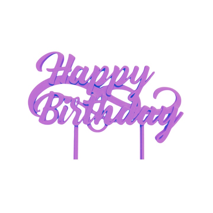 Decoratiune "HAPPY BIRTHDAY" zi de nastere, 12,8 x 15 cm mov