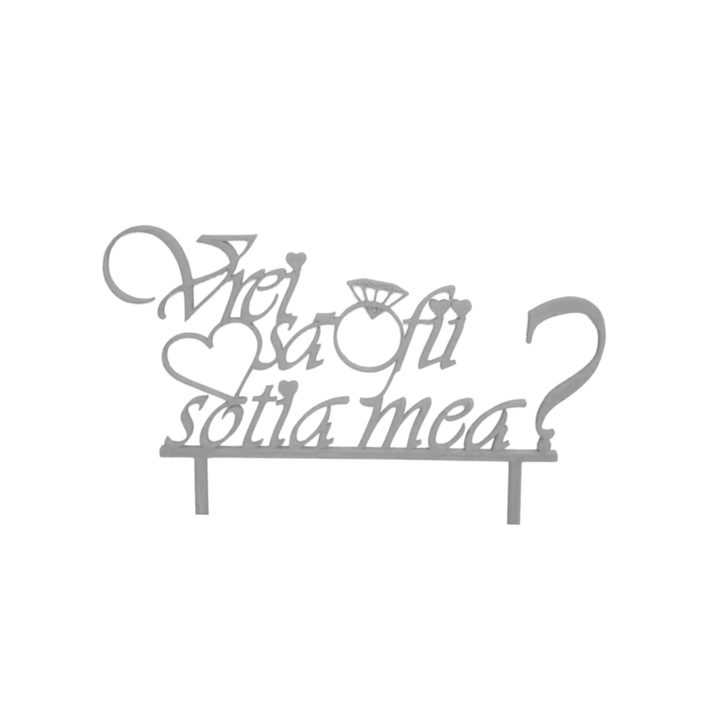 Tortadísz, "Akarsz a feleségem lenni?", különleges esemény, 14 x 20,5 cm ezüst