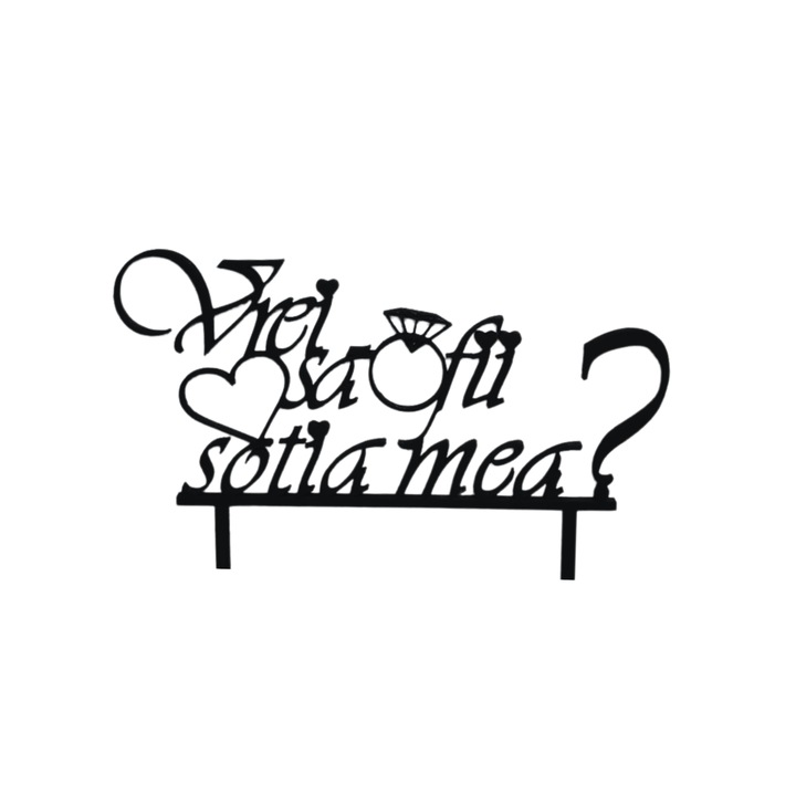 Tortadísz, "Lesz a feleségem?", különleges esemény, 14 x 20,5 cm Fekete